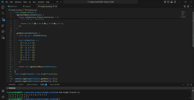Valid moves of Knight in a vertices 