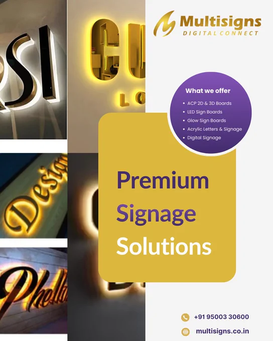 Your signboard is the first impression of your business.

Make it powerful with
premium signage solutions from Multisigns.

Chosen by brands that value quality.

ACP | LED | Glow | Acrylic | Digital

Contact Now:  91 95003 30600

#Multisigns
#PremiumSignage
#SignBoardChennai
#LEDSignBoard
#AcrylicSignage
#BusinessBranding
#ChennaiBusiness
#StorefrontDesign