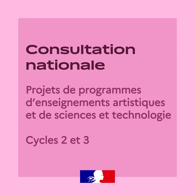 Consultation nationale sur les projets de programmes d’enseignements artistiques et de sciences et technologie des cycles 2 et 3