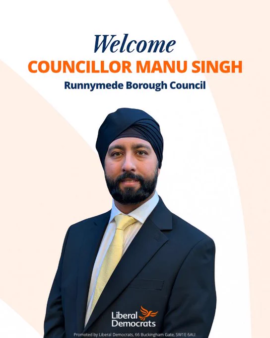 IMAGE: Councillor Manu Singh 

TEXT: Welcome Councillor Manu Singh 
(Runnymede Borough Council)