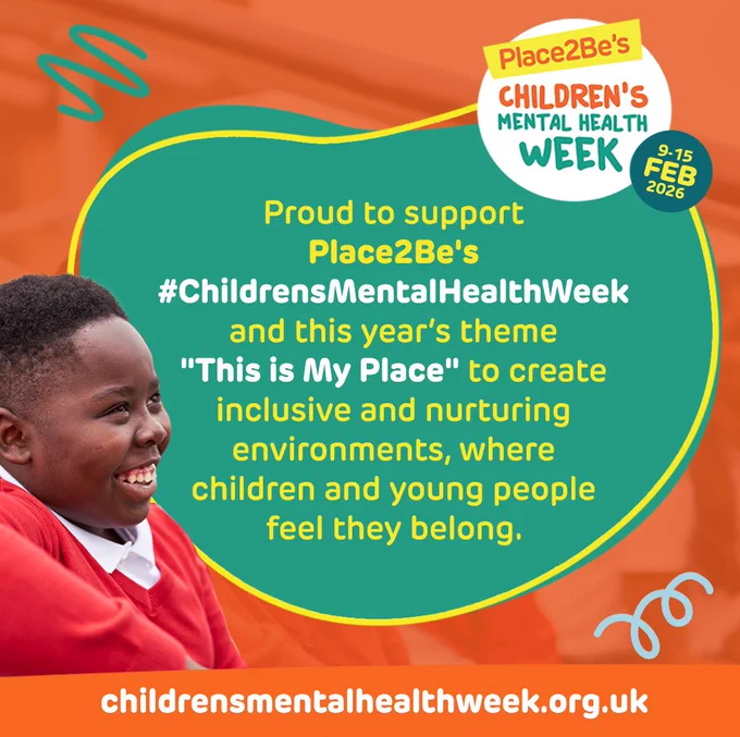 proud to support Place2BE'S CHILDRENS MENTAL HEALTH WEEK