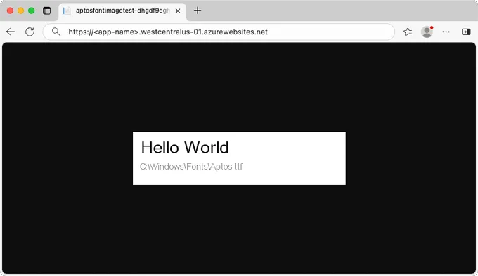 Screenshot that shows the sample app using C:\\Windows\\Fonts\\Aptos.TTF.