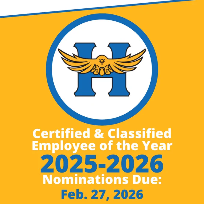 H Hawk Logo- Certified and Classified Employee of the Year 2025-2026 Nominations Due: February 27, 2026