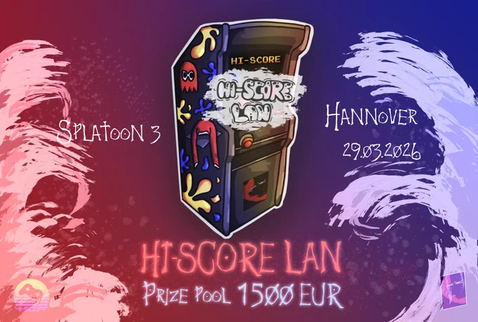 Graphic for HI-SCORE LAN in Hannover with additional information:
Date: 29th of March 2026
Prize Pool: 1,500€

Grafik für die HI-SCORE LAN in Hannover mit zusätzlichen Informationen:
Datum: 29. März 2026
Preispool: 1.500€