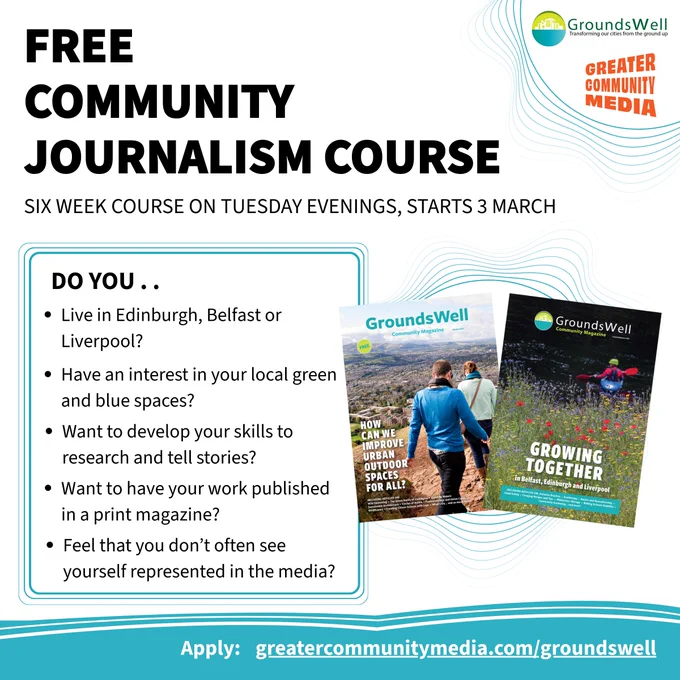 flyer for community journalism course