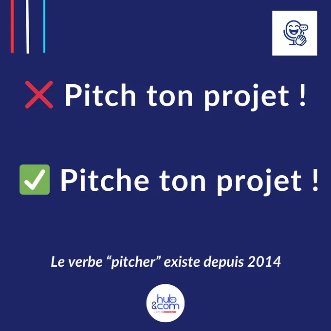 “𝐏𝐢𝐭𝐜𝐡 𝐭𝐨𝐧 𝐩𝐫𝐨𝐣𝐞𝐭 !”
Je le vois écrit partout et tous les jours sur LinkedIn. Sauf que… non 😉

Le verbe pitcher existe bel et bien ! Il est entré dans le Petit Larousse en 2014.
Donc grammaticalement, officiellement, avec bienveillance bien sûr :
👉 Je pitche
👉 Tu pitches
👉 Il / elle pitche
👉 Et donc, pitche ton projet !

Et non :
❌ “Pitch ton projet !"

Pourquoi est-ce que ça compte ? Pas pour jouer les profs de français (même si j’avoue, ça m’amuse un peu...). Mais parce que les mots façonnent la posture. Bien conjuguer un verbe, c’est déjà mieux comprendre l’action qu’il porte. Et en art oratoire, chaque détail compte !

❎ Et vous ?
La prochaine fois que vous lirez “Pitch ton projet”, vous penserez à quoi ? À la règle de grammaire… ou à l’opportunité de pitcher encore mieux ?