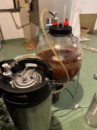 A fermenter and a keg