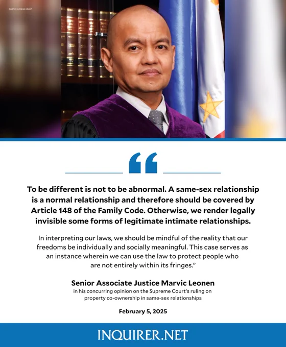 Marvic Leonen on Supreme Court recognizing same-sex couples co-owners of properties