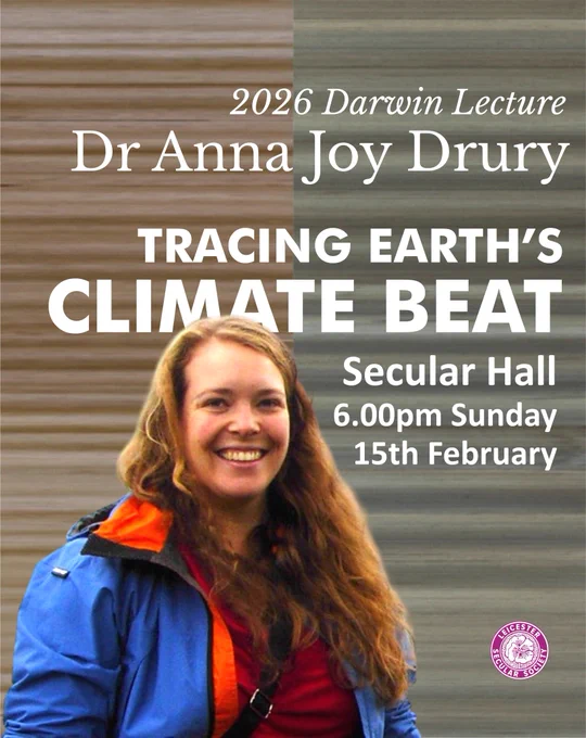 🧬Darwin Day Lecture: Tracing Earth’s Climate Beat 🌍 
Join Dr Anna Joy Drury (@AstroAyJay) for a deep-time journey into how Earth’s orbit shapes climate rhythms using ocean sediment records and astronomical cycles. 
🗓️ Sun 15 Feb 
🕡6.30PM
📍Secular Hall 
🎟️ All welcome 💜

More info 👇

https://tinyurl.com/LSSDarwinLecture2026