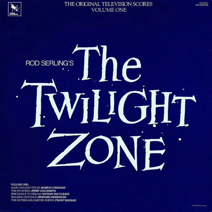 Cover art for Varèse Sarabande's 1983 LP release of Rod Serling’s "The Twilight Zone."