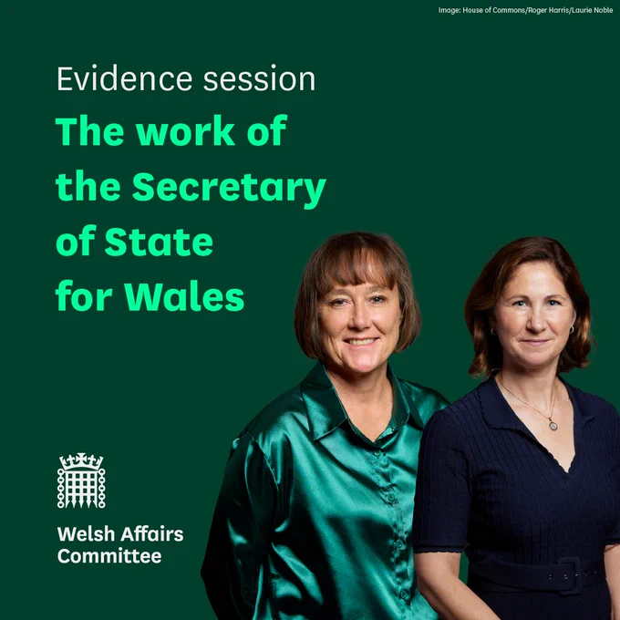 An image of the Secretary of State for Wales Rt Hon Jo Stevens MP and Parliamentary Under-Secretary Anna McMorrin MP with text that reads 'The work of the Secretary of State for Wales.'

Llun o Ysgrifennydd Gwladol Cymru Y Gwir Anrhydeddus Jo Stevens AS a'r Is-ysgrifennydd Seneddol Anna McMorrin AS gyda thestun yn dweud 'The work of the Secretary of State for Wales.'
