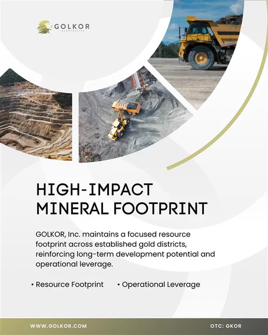 Collage of active open-pit gold mining operations featuring terraced excavation levels, haul trucks, and material handling equipment, representing Golkor, Inc.’s focused mineral footprint across established gold districts and its structured approach to scalable production and operational leverage.