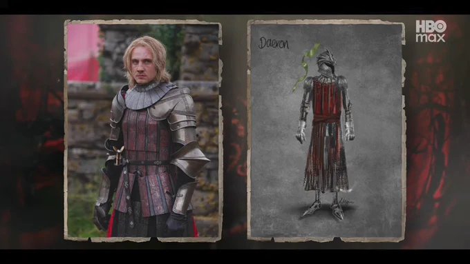 Henry Ashton as Daeron Targaryen, and concept art.