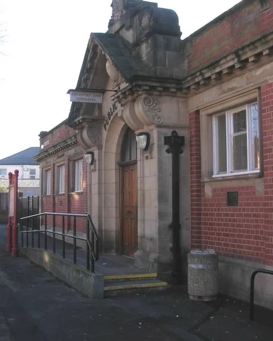 The outside of Foleshill Library, Broad Street, Coventry