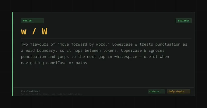 Vim Tip: Use w or W to move forward by word