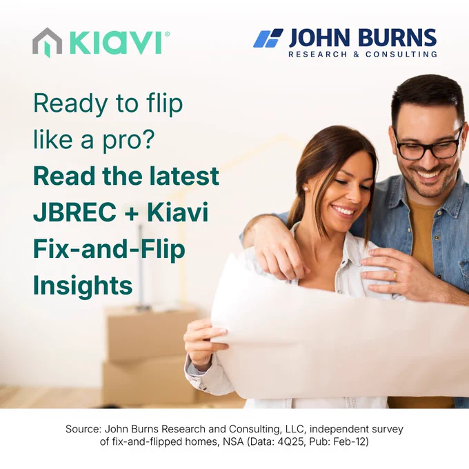 Real estate investors reviewing renovation blueprints and floor plans, symbolizing market growth and fix and flip scaling opportunities.
