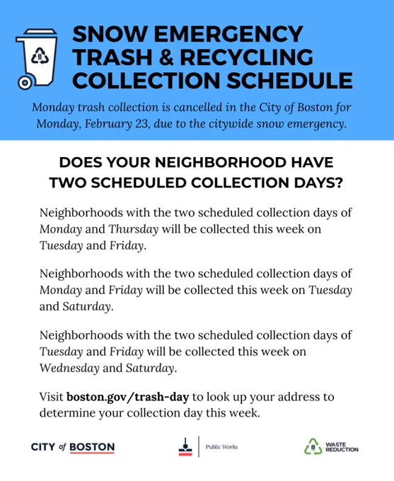 Graphic: Snow emergency trash & recycling graphic.