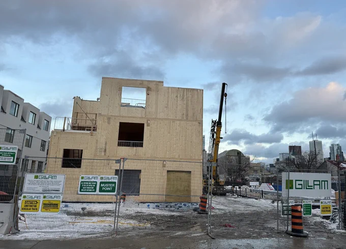 35 mass timber superstructure going up in Kensington Market in Toronto.