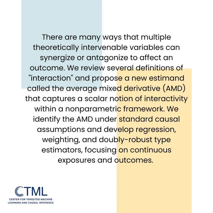 There are many ways that multiple theoretically intervenable variables can synergize or antagonize to affect an outcome. We review several definitions of "interaction" and propose a new estimand called the average mixed derivative (AMD) that captures a scalar notion of interactivity within a nonparametric framework. We identify the AMD under standard causal assumptions and develop regression, weighting, and doubly-robust type estimators, focusing on continuous exposures and outcomes. 