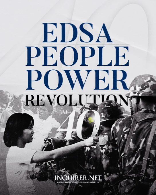 Today marks the 40th anniversary of the 1986 People Power Revolution, a historic movement that led to the ouster of late dictator Ferdinand Marcos and the restoration of democracy in the Philippines. #EDSA40