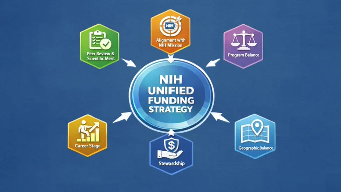 graphic of NIH Unified Funding Strategy with 6 guiding principles