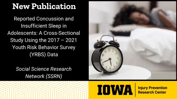 New Publication. Reported concussion and insufficient sleep in adolescents: A Cross-sectional study using the 2017-2021 Youth Risk Behavior Survey (YBRS) Data. Social Science Research Network (SSRN)

Teen sleeping in bed next to an alarm clock
