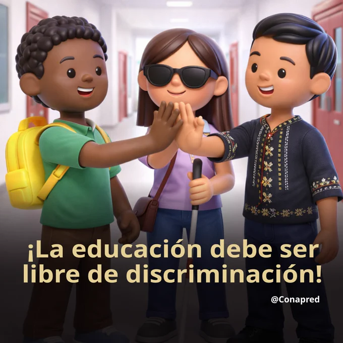 Imagen con el texto: ¡La educación debe ser libre de discriminación!