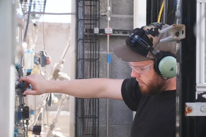 Test engineer working on site