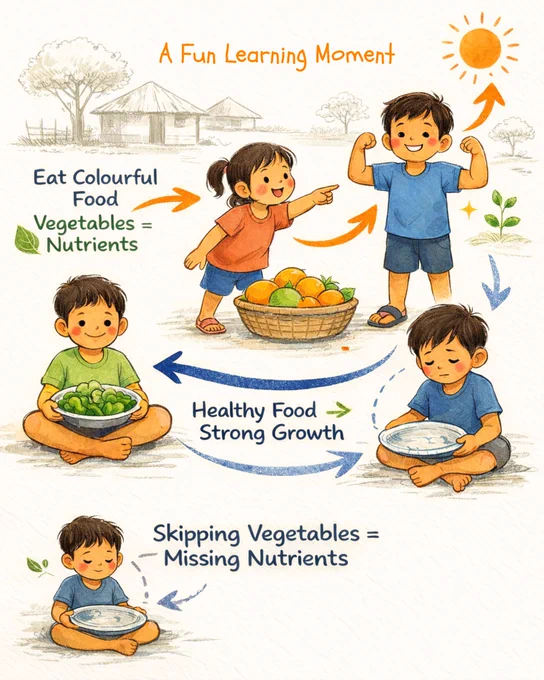 Children sitting together and enjoying freshly served nutritious meals during a community nutrition drive, supported by Child Help Foundation volunteers, highlighting efforts to fight child hunger and promote healthy growth.