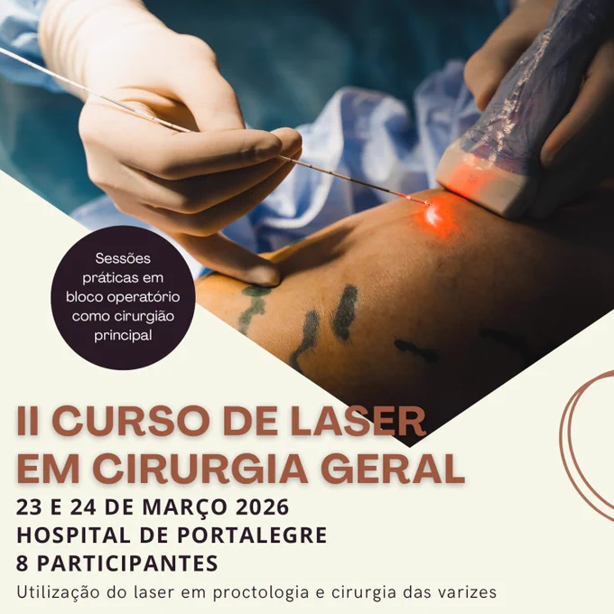 Curso de Laser em Cirurgia Geral no Hospital Doutor José Maria Grande (Portalegre), nos dias 23 e 24 de Março de 2026.