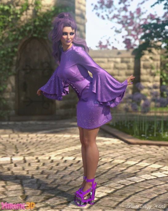 Sparkles, cobblestones, and a dash of purple
magic! @daz3dofficial

https://www.daz3
d.com/dforce-jessica-outfit-for-genesis-9

Art by: Paula Degg

#3DClothing #digitalclothing #MadeWithDaz #Nelmi3D
#genesis9 #3DArtist #DAZStudio #VirtualStyle
#MarvelousDesigner #CGArt #daz3dartwork #3DCG
#clothingdesigner