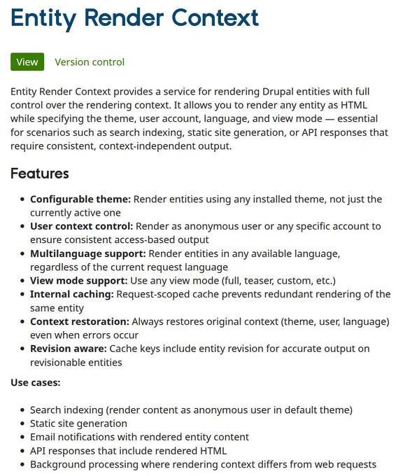 Screenshot of the module's page at Drupal.org