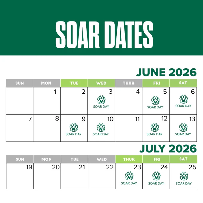 SOAR dates: June 3,5,6,9,10,12 and 13. July 23,24,25.