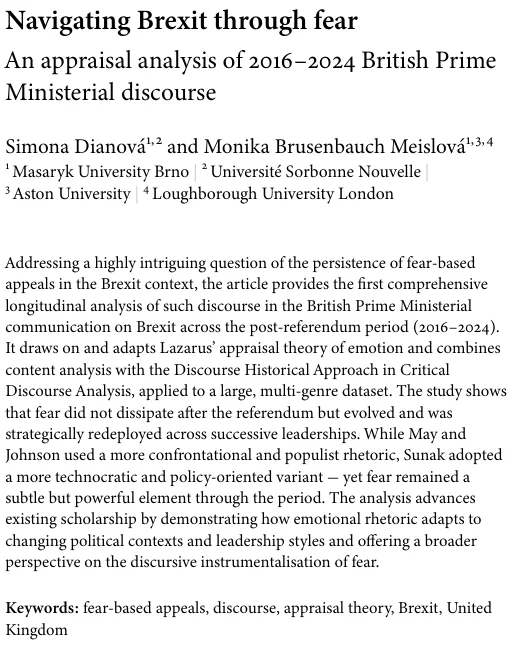 Article: Navigating Brexit through fear