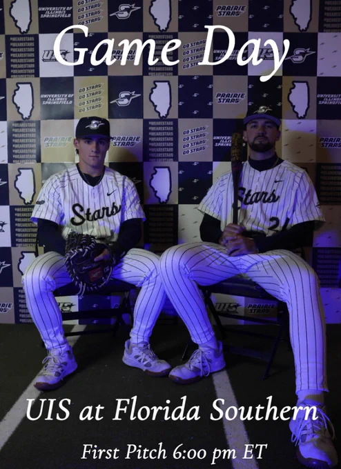 2 UIS baseball players sitting in chairs during a photo shoot