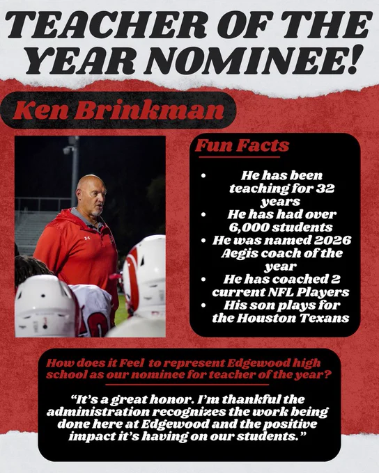 Teacher of the Year Nominee Ken Brinkman
