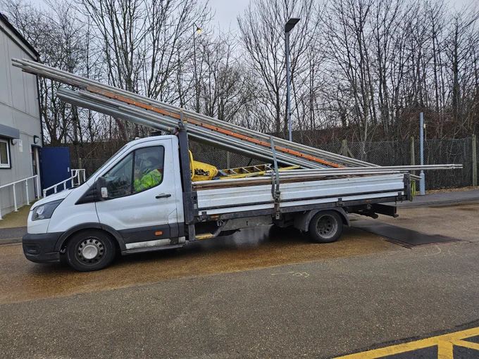light goods vehicle overloaded, insecurely loaded, under-inflated tyre, and no insurance