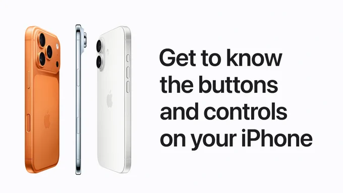 Get to know the buttons and controls on your iPhone. An iPhone 17 Pro, iPhone Air, and iPhone 17 are displayed in side profiles that feature Camera Control, side button, volume buttons, and Action button.