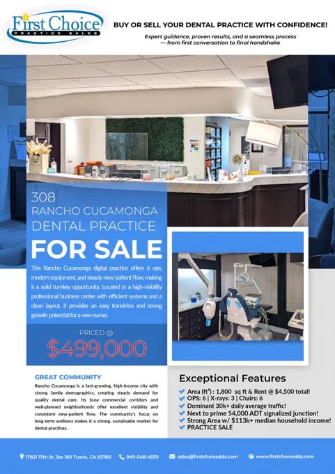 26-308 Rancho Cucamonga - San Bernardino Dental Practice for Sale