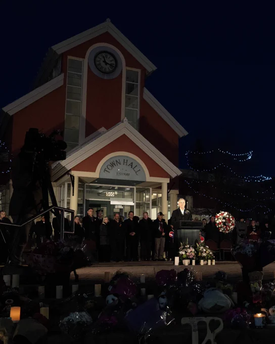 Prime Minister Carney attends a vigil in Tumbler Ridge, British Columbia.