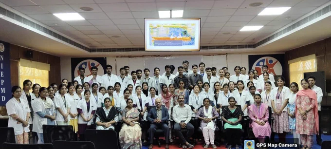 Shri. C. Stanley John, Wing Commander (Retd), IAF, Director General, National Institute for Quality and Reliability, Chennai, Shri. S. Gurumoorthy, Rehabilitation Officer, NIEPMD (D), along with staffs and hrd students, Dept. of Therapeutics (PT Division) took part in the seminar as part of commemoration of 150 Years of Vande Mataram.