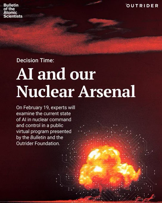 AI and our Nuclear Arsenal
Decision Time: On February 19, experts will examine the current state of AI in nuclear command and control in a public virtual program presented by the Bulletin and the Outrider Foundation.
