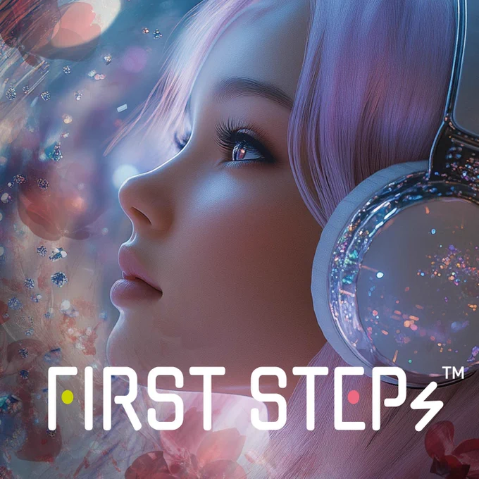 [ja]
ラジオ番組 FIRST STEPs のプロモーションビジュアル。ヘッドフォンをつけたピンク色の髪のキャラクター。顔の左側をこちらに向け、少し上を見上げて微笑んでいる。画像の下部には番組名FIRST STEPs の文字。イラストはFrenzyBeachがAIと手描きを組み合わせて制作。

[en]
Promotional visual for the radio programme FIRST STEPs. A pink-haired character wearing headphones, turning the left side of their face toward the viewer and smiling slightly while looking upward. The programme title “FIRST STEPs” appears at the bottom of the image. Illustration created by FrenzyBeach using a combination of AI and hand-drawing.
