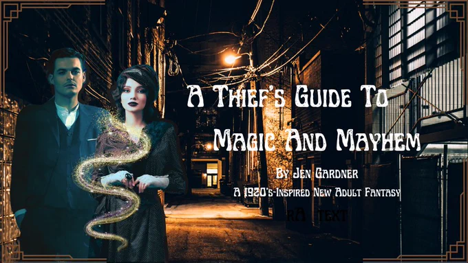 Man and woman standing in alley with magic swirling between them.