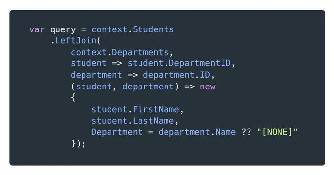 LeftJoin support in Entity Framework 10 