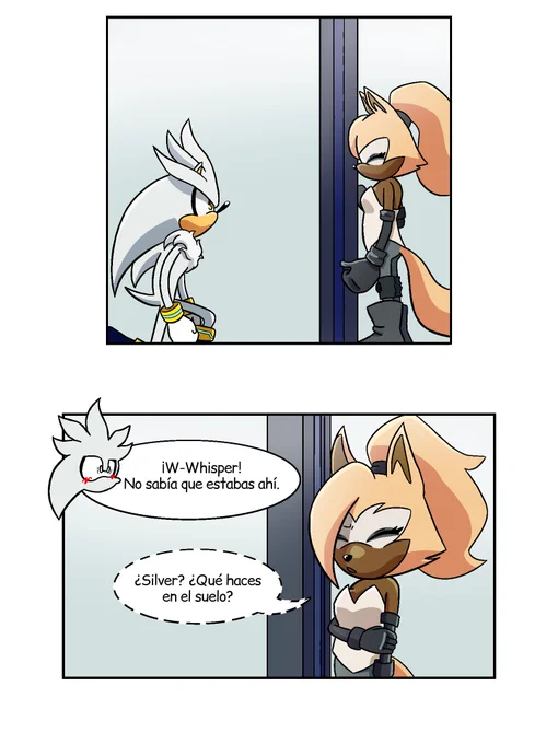 English translation

Silver: ¡W-Whisper! I didn't know you were there.

Whisper: Silver? What are you doing on the ground?