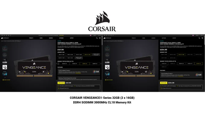 Memory kit prices are really out of control.

To illustrate the price jump of the #MemoryKit I want.

#CORSAIR VENGEANCE® Series 32GB (2 x 16GB) DDR4 SODIMM 3000MHz CL18 Memory Kit.

This has jumped from £121.99 in September 2025 to £254.99 (GBP) in February 2026.

#RAMCrisis