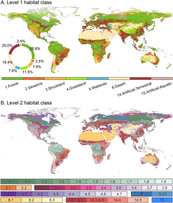 One year snapshot from the habitat maps