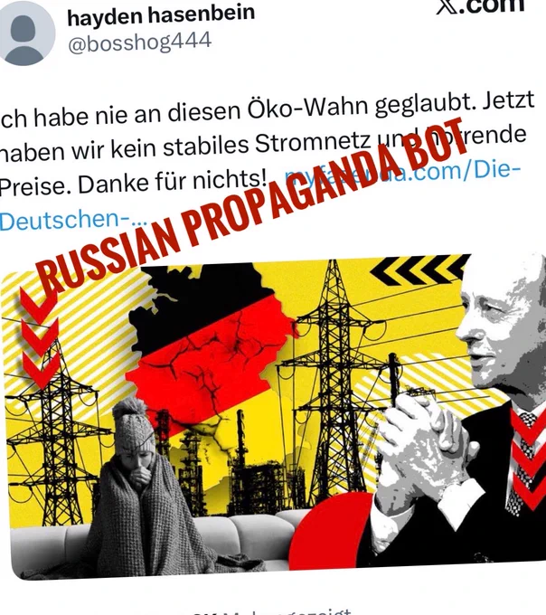 X Propaganda Post über “Ökowahn” und Energiepreise. 