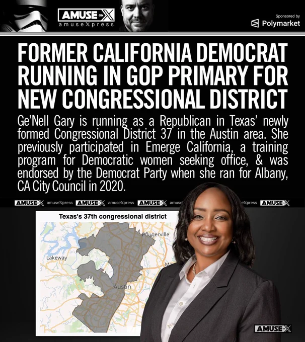 Ge’Nell Gary is running as a Republican in Texas’ newly formed Congressional District 37 in the Austin area. She previously participated in Emerge California, a training program for Democratic women seeking office, & was endorsed by the Democrat Party when she ran for Albany, CA City Council in 2020.